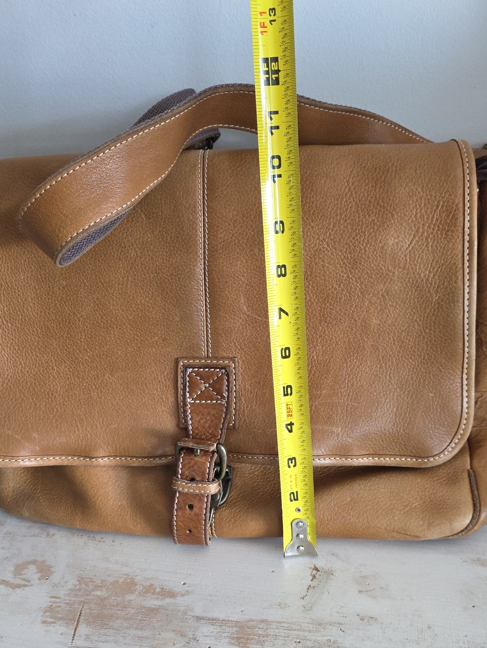 L.L. Bean Vintage Brown Leather Messenger Bag - Picture 14 of 14